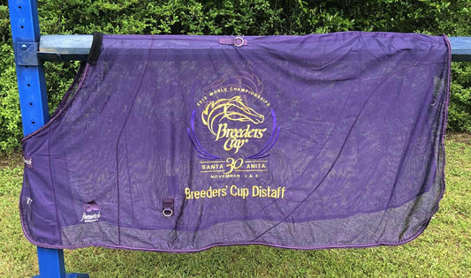 Purple flysheet with gold Breeders' Cup World Championships embroidery for 2013 races at Santa Anita